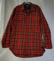 Vintage Pendleton Shirt Mens Large 100% Wool Red Flannel Plaid Shirt 16 1/2 - $35.49
