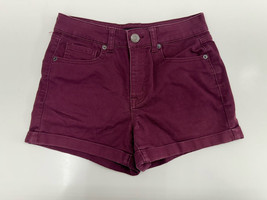 Aeropostale Womens Jean Shorts Size 0 High Waisted Midi Purple Denim - $13.98