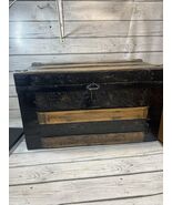 Vintage WOOD STEAMER TRUNK chest coffee table storage box antique Grandma - $177.21