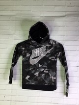 Nike Boys Size 4 XS Black Camo Pullover Hoodie Long Sleeve Fleece Lined Hooded - £23.26 GBP