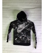 Nike Boys Size 4 XS Black Camo Pullover Hoodie Long Sleeve Fleece Lined ... - £22.90 GBP