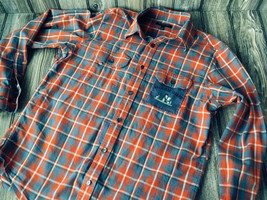 Unisex Mens Mackinac Island Uncycled Red &amp; Blue Plaid Cotton Shirt Size ... - $28.16