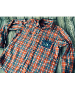 Unisex Mens Mackinac Island Uncycled Red &amp; Blue Plaid Cotton Shirt Size ... - £21.03 GBP