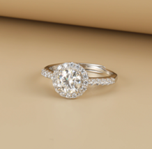 4.5 ct Total Weight, 18k Plated, 925 Silver Moissanite Halo Ring Size 6. - £116.56 GBP
