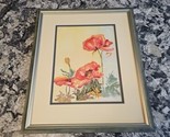 vintage original watercolor, framed and matted Poppies - £39.56 GBP