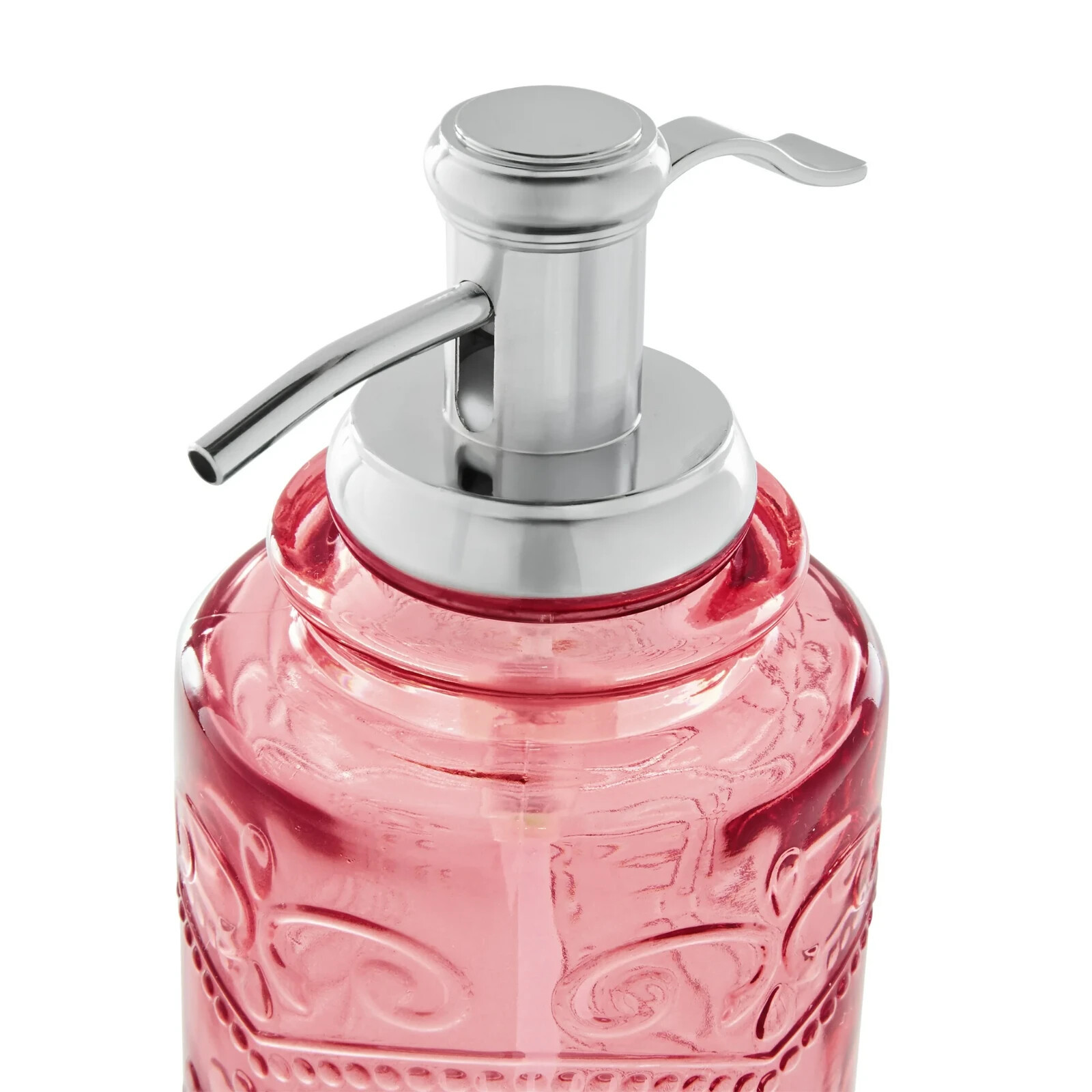 Pioneer Woman Amelia Coral Pink Soap Dispenser Toothbrush Holder Embossedt NEW Item image 3