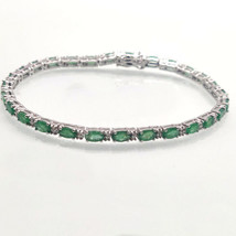 Emerald Bracelet Natural emerald Tennis bracelet 4x6 mm Oval 15 Ct emerald - £227.54 GBP