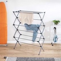 Clothes Drying Rack, with Sock Clips, Stainless Steel Laundry Rack, White and Gr - £46.66 GBP