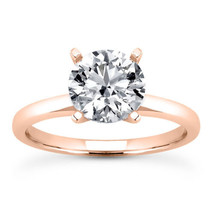 Rose Gold Wedding Ring Diamond Solitaire Round Shape E VS2 Treated 0.92 Carat - £2,149.86 GBP