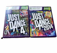 Xbox 360 Game Bundle: Just Dance 2014 &amp; 4, CIB w/ Manual. TESTED! - £10.31 GBP