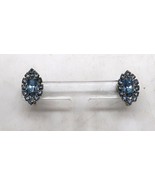 VTG Mid-Century Blue Rhinestone Silver-tone Prong Set Screwback Earrings - $463.85 MXN
