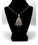 Vintage Rose Pendant Necklace Art Nouveau 835 Silver Dutch Sword Mark 22... - $2,474.72 MXN
