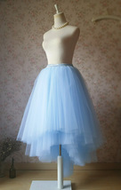 Light-blue Tiered Tulle Skirt Party Outfit Women Custom Plus Size Tulle Skirt image 5