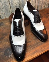 Oxford Two Tone Black White Spectator Brogue Toe Genuine Leather Shoes US 7-16 - £109.26 GBP