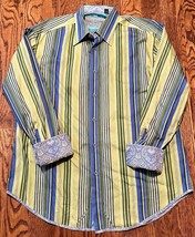 Robert Graham Shirt XL Flip Cuff Striped Button Down Long Sleeved - £20.94 GBP