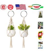 Adorable Hanging Macrame Decor with Faux Plants - Boho Car Accessories, ... - $420.09 MXN