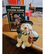 Windsor Collection Snowman Stocking Hanger Resin Large Mantle Vintage - $470.27 MXN