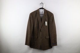Deadstock Vintage Mens 42L Wool Houndstooth 2 Button Suit Coat Jacket Bl... - $89.05