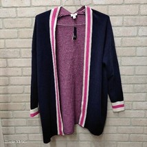 Crown &amp; Ivy NWT Navy Hot Pink University Oversized Cardigan Sweater Sz Small  - £18.66 GBP