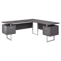 71" Gray and Silver L Shape Computer Desk With Three Drawers - $16,636.10 MXN