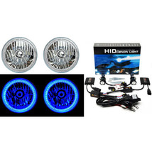 7&quot; SMD Blue LED Halo Angel Eye Headlamp Headlight HID 6K 6000K Light Bulbs Pair - £164.71 GBP