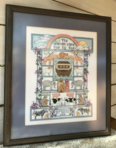 Vtg Completed Framed Nursery Decor Noah&#39;s Ark Sampler 17&quot; X 20&quot; by Patti... - $63.69