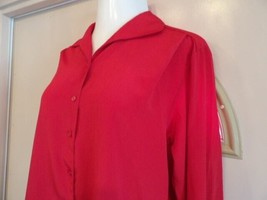Women&#39;s Blouse Kathie Lee Size 12  Long Sleeve Button Front Red - £6.72 GBP