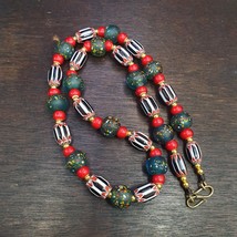 Beautiful Vintage Chevron whiteheart glass beads Handmade fancy Beads St... - $761.87 MXN