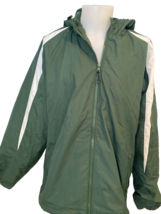 Sportek Green and White Hooded Fleece Lined Windbreaker Men&#39;s Size XL - £11.19 GBP