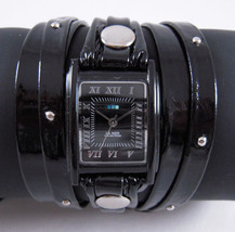 LA MER Watch Blk Patent Stud Layer Leather Wrap - £65.90 GBP