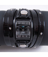 LA MER Watch Blk Patent Stud Layer Leather Wrap - £65.85 GBP