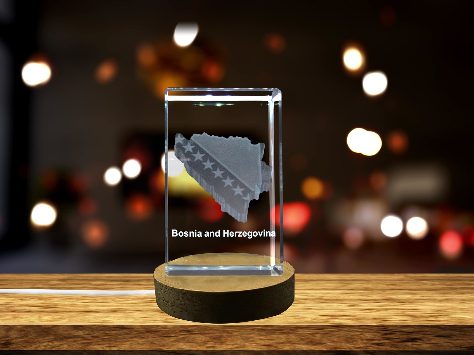 LED Base included | Bosnia and Herzegovina 3D Engraved Crystal