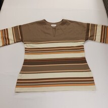 Vintage by Bogart of Texas Women's Beige/Brown Stripes Pullover Blouse Chest 42" image 13