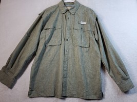 Magellan Shirt Mens Size Medium Green Long Sleeve Pockets Collar Button Down EUC - £14.76 GBP