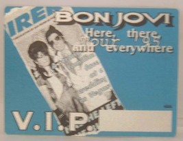 JON BON JOVI - VINTAGE ORIGINAL TOUR CONCERT CLOTH BACKSTAGE PASS - £7.84 GBP