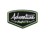 ADVENTURE AWAITS IRON ON PATCH 3.5" Outdoor Nature Camping Embroidered A... - $3.95