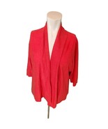 Eileen Fisher Red Cashmere Cardigan Sweater Lightweight Sz L - $101.83 CAD