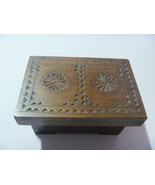 Vintage Wood box Wooden Handmade old antique for jewelry 11 x 5 x 7,5 cm - £11.79 GBP