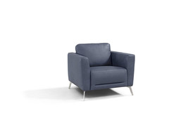 40" Blue and Silver Genuine Leather Arm Chair - $30,782.84 MXN