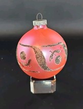 VTG 1950s Shiny Brite Pink Satin Mica Cherry Stencil Blown Glass Ornament USA - £18.00 GBP