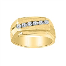 Scintillant 0.50 CT Coupe Ronde Moissanite Mariage Bande Hommes Bague or Jaune - £262.82 GBP