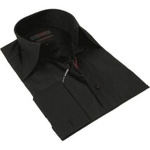 Men's Axxess Turkey Shirt 100% Cotton Long Collar 224-06 French Cuffs Black image 5