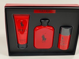 Ralph Lauren Polo Red 3 Piece Gift Set For Men, EDT + A.S.Balm + Deodora... - £125.15 GBP