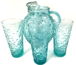 Vintage Anchor Hocking LIDO MILANO Glass AQUAMARINE Ball Pitcher And Cup... - £58.66 GBP