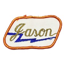 Vintage Name Jason Green Blue Patch Embroidered Sew-on Work Shirt Unifor... - £2.71 GBP