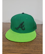 Atlanta Braves New Era 59Fifty Baseball Cap Hat Fitted 7 3/8 Green Wool ... - $33.20