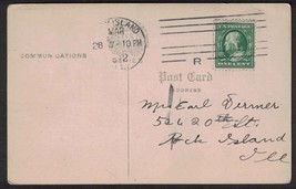 1912 ILLINOIS Postcard - Rock Island to Rock Island E4 - £2.32 GBP