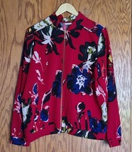 Susan Graver Red Floral Zip-up Jacket Women&#39;s Size L - £25.74 GBP