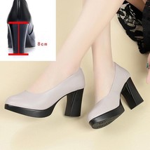 High Heel Women Shoes New Spring Genuine Leather Fashion Large Size Thick Heel W - £74.12 GBP