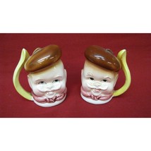 Vintage Pair of Men with Hats Salt and Pepper Shakers - $24.74